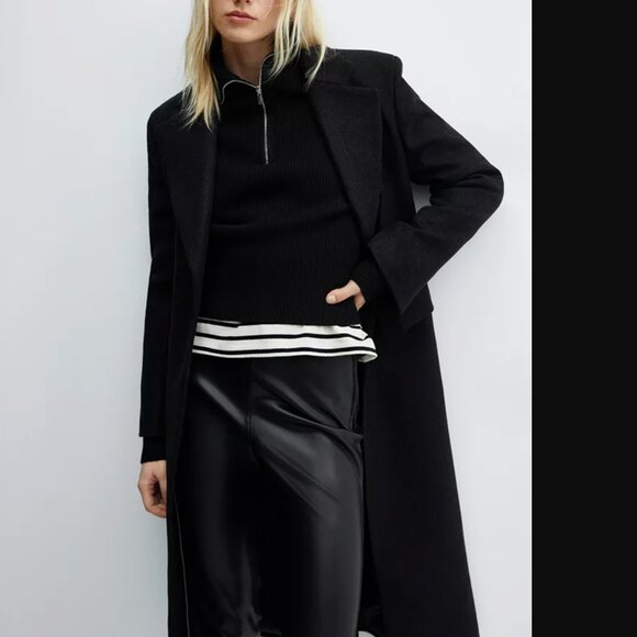 MANGO Women Black Leather-Effect Split Hems Leggings Size M NWT - Picture 4 of 11